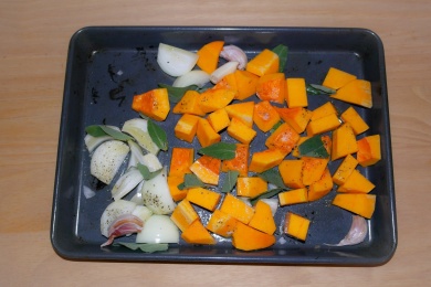Roasted butternut squash and onions 